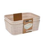 Canastas plasticas 19x13.5x6 cm beige 2 piezas