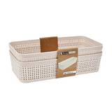 Canastas plasticas 25x13x6 cm beige 2 piezas