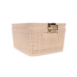 Canastas plasticas 24x19x10 cm beige 2 piezas