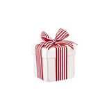 Adorno navideño caja de regalo de 10 cm color blanco y rojo
