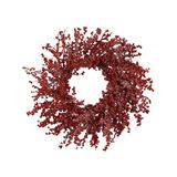 Corona navideña nevada con bayas rojas de 50.8 cm