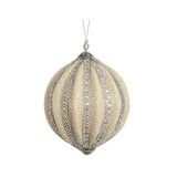 Bola navideña de yute con piedras brillantes de 10 cm