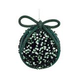 Bola navideña con lentejuelas y lazo 10 cm verde ccxmas