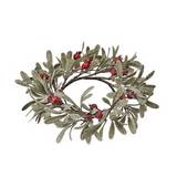 Corona navideña para candela muerdago/bayas rojo/verde 11 cm ccxmas