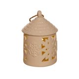 Adorno navideño linterna led de porcelana 14.9x10 cm blanco wwxmas