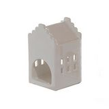 Portavela navideña casa plateada de 11 x 6.1 cm