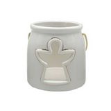 Portavela navideña de porcelana 8.2 cm color blanco