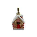 Dispensador de jabon liquido navideño casa de jengibre 18.1 cm cafe