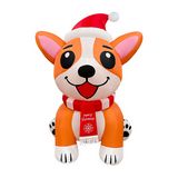 Inflable navideño de perro con gorro navideño de 158 cm