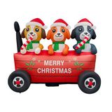 Inflable navideño de carro con perritos de 210 cm
