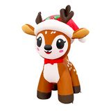 Inflable navideño de venado con gorro navideño de 152 cm