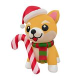 Inflable navideño de perro con gorro navideño de 158 cm