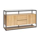 Bufetera de madera/acero 140x80 cm aldea beige 2 puertas
