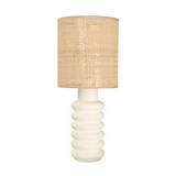 Lampara de mesa ceramica blanca/mimbre 1l e27