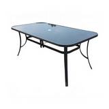 Mesa para exterior de acero/vidrio 152.4 x 96.5 cm color negro