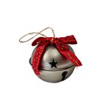 Bola navideña cascabel con chonga 7x8 cm dorado/rojo ccxmas
