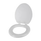 Asiento para inodoro elongado plastico acolchonado blanco