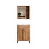 Gabinete pvc con lavamanos y espejo 2p madera clara 60x46x87 cm