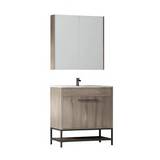 Gabinete pvc con lavamanos y espejo 2p cerezo claro 80x46x87 cm