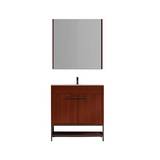 Gabinete de baño pvc con lavamanos y espejo 2 puertas cerezo oscuro 80 x 46 x 87 cm