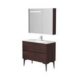 Gabinete con lavamanos y espejo con luz 2g chocolate 90x46x50 cm