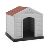 Casa para perro grande gris con techo terracota