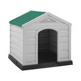 Casa para perro grande gris con techo verde