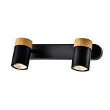 Lampara de pared negra 2 luces gu10