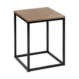 Mesa auxiliar de acero/madera 40x40x50 cm chevrons negro