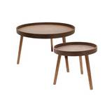 Mesas decorativas redondas de madera 60x40 cm/38x34 cm cafe 2 piezas
