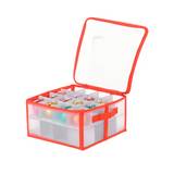 Caja de almacenamiento para bolas navideñas 34x34x17 cm rojo/blanco