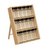 Especieros de vidrio con soporte de bambu 22.6x31.3 cm 16 piezas