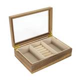 Joyero decorativo de madera/vidrio 24 cm café