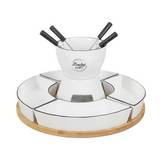 Fondue de vela con bandeja de madera 31 cm blanco 11 piezas