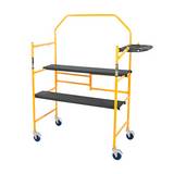 Andamio con ruedas 4 in, estante para herramientas y barandilla