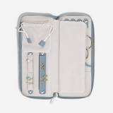 Joyero decorativo de cuero sintetico y tercipelo 24.5x10.5 cm celeste