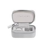 Joyero decorativo de cuero sintetico y tercipelo 16x7 cm celeste