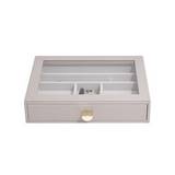 Joyero decorativo de cuero sintetico y tercipelo 18x25 cm taupe