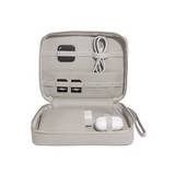 Bolsa organizadora para cables de cuero sintetico 20x15x6 cm taupe