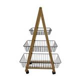 Estante organizador con ruedas de hierro/bambu 54x36x85 cm negro