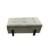 Banco moderno para sala de madera/tela/bambu 110x44x37 cm beige