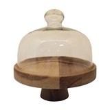 Base para postre de madera/vidrio 21x14 cm cafe