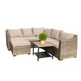 Mueble para exterior de hierro/ratan/poliester beige 4 piezas