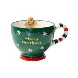 Taza navideña de ceramica 12x10 cm galleta de jengibre verde