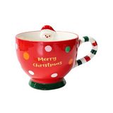 Taza navideña de ceramica 12x10 cm santa rojo
