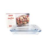 Pyrex para hornear de vidrio 25.8/29.5/34.6 cm 3 piezas