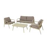 Mueble para exterior de acero 141x75.5x68 cm crema/beige 4 piezas