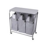 Canasta para ropa de tela 3 secciones gris
