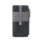 Tarjetero con cremallera de cuero 9x17 cm negro