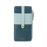 Tarjetero con cremallera de cuero 9x17 cm verde